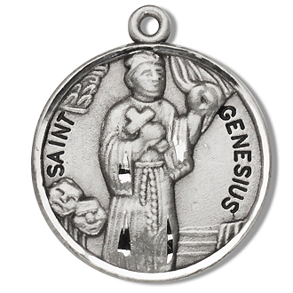 Sterling Silver Round Shaped St. Genesius Medal