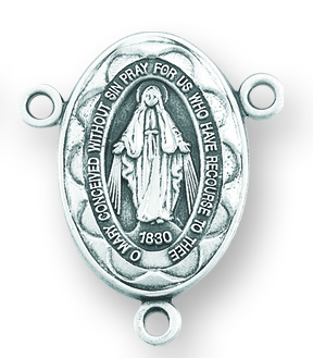 Sterling Silver Miraculous Rosary Center