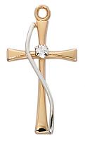 Rose Gold Sterling Silver Two Tone Cross