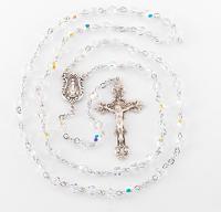 Round Clear Finest Austrian Crystal Rosary - Engravable