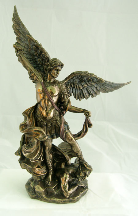 St. Michael Cold-Cast Bronze Lightly Hand-Painted 9"