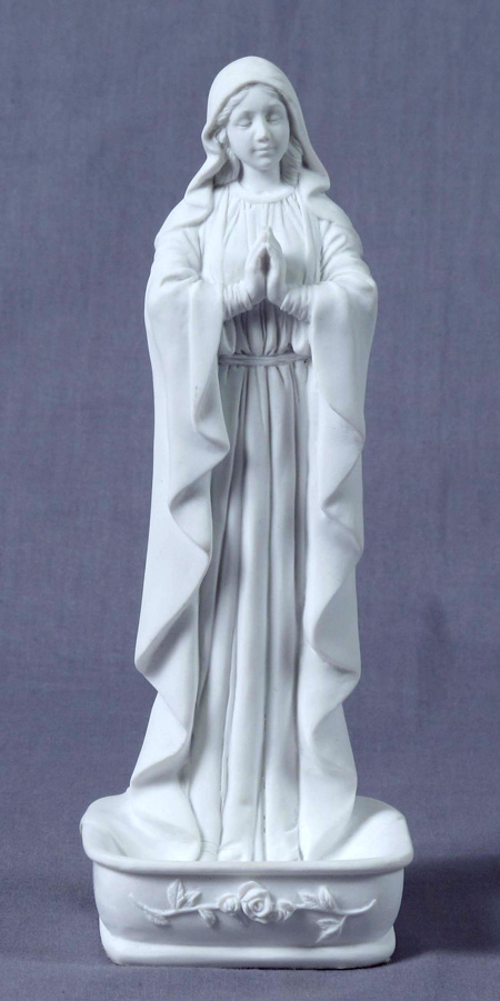 Praying Virgin Font/Rosary Holder White 6.25"