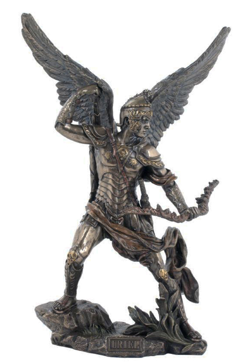 Archangel Uriel Cold-Cast Bronze Lightly Hand-Painted 13.25"
