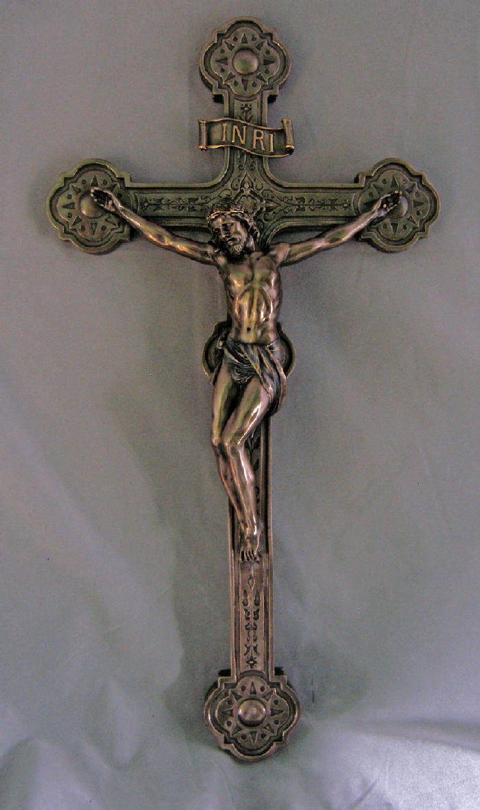 Crucifix Hand-Painted Cold-Cast Bronze 20"