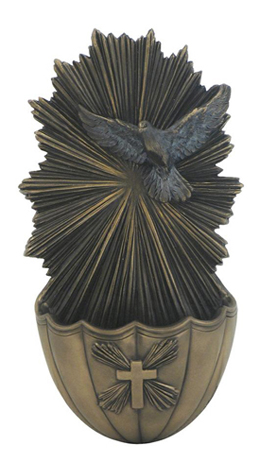 Holy Spirit Font Hand-Painted Cold-Cast Bronze 6"