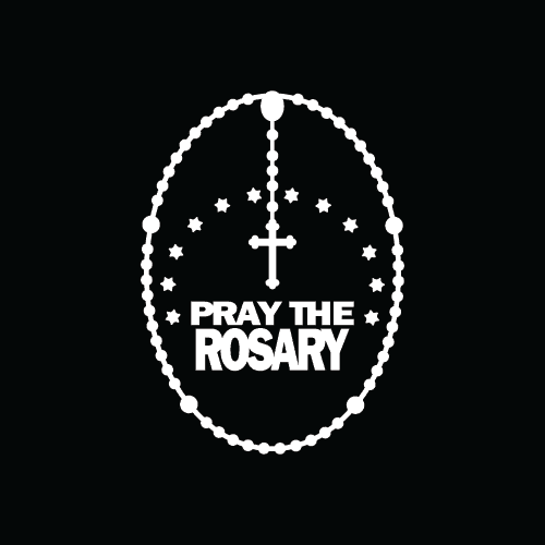 Pray the Rosary White Vinyl ShapeCut Decal