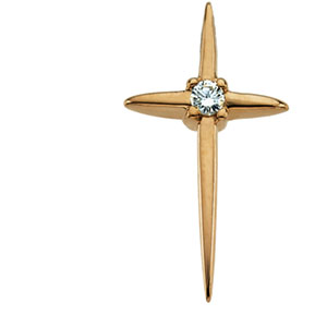 14K Gold Cross Pendant with Sapphire