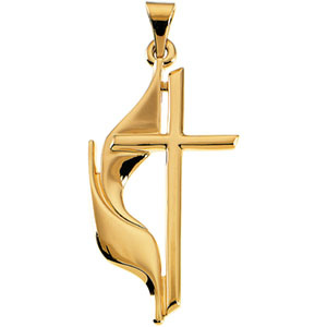10K Yellow Methodist Cross Pendant
