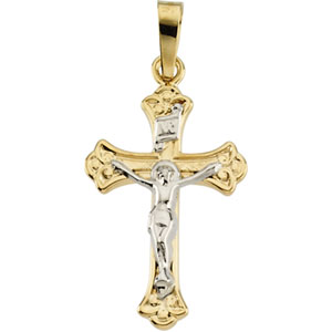 14K Yellow Gold Two Tone Crucifix Pendant