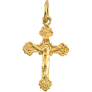 14K Yellow Gold 19x14mm Crucifix Pendant 