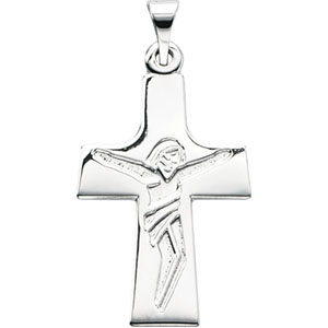 14K White Gold Crucifix Pendant