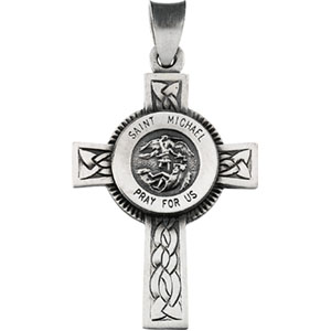 Sterling Silver St. Michael Cross with Chain