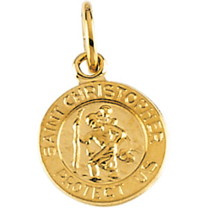 14K Gold St. Christopher Pendant - Mini