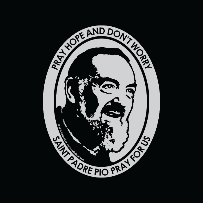 Padre Pio Vinyl Transparent Silver Decal