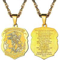 18K Gold-Plated St. Michael the Archangel Badge Necklace