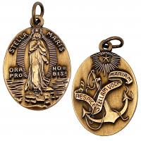 1800s top Saint Regis and Our Lady of Grace Double Religious Medal - Antique Catholic Rosary Relic Medal