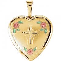 14K Yellow Gold Tri Color Fancy Cross Locket